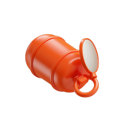 Orange Bucket 3D Icon | Glossy Clay Style Container
