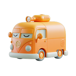 Cute Orange Camper Van 3D Icon - Volkswagen Style