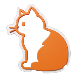 Orange Cat Sticker Icon - Cute 3D Pet Design