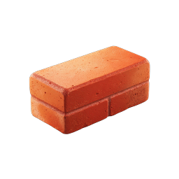 Orange Clay Brick 3D Icon | Realistic Building Material