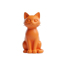 Orange Clay Cat 3D Icon - Cute Pet Illustration