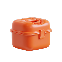 Orange Clay Lunch Box 3D Icon | Cute Bento Container
