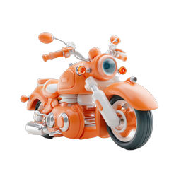Orange Clay Motorcycle 3D Icon - Free Download