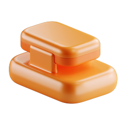 Icono de grapadora estilo arcilla naranja - Diseño de suministros de oficina 3D