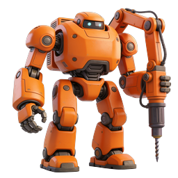 Orange Industrial Construction Robot 3D Icon