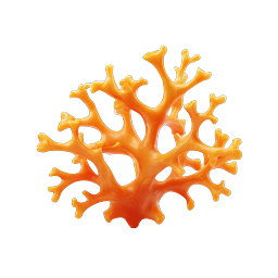Orange Coral 3D Icon | Marine Reef Clipart