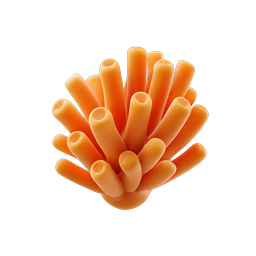 Orange Coral Sea Anemone 3D Icon | Marine Life