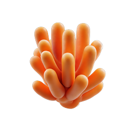 Orange Coral 3D Clay Icon | Marine Life Design