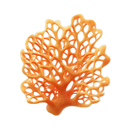 Orange Coral Structure Icon - 3D Marine Life Design