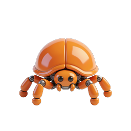 Cute Orange Crab Robot 3D Character Icon
