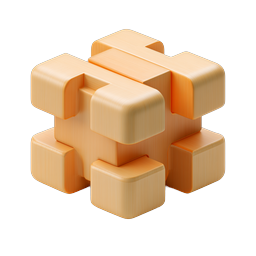 Orange 3D Cube Blocks Icon - Modular Design Symbol