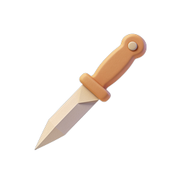 3D-Icon Orangener Clay-Dolch für Spiele & Apps