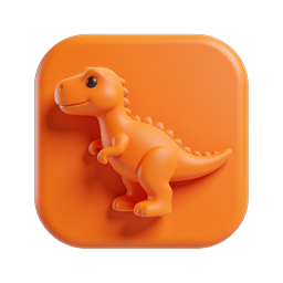 Orange Dinosaur App Icon - 3D Clay Style Design