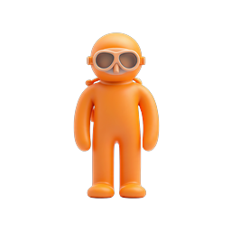 Orange Diver Character 3D Clay Icon for Design Projects