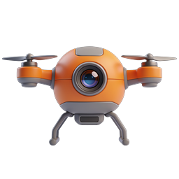 Orange Camera Drone 3D Icon | Aerial Tech
