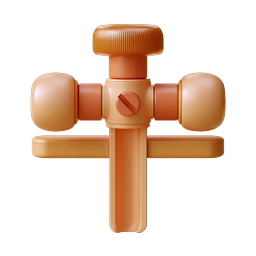 Orange Faucet Handle 3D Clay Icon | Plumbing Tap Design