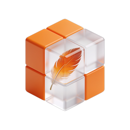 Orange Feather Glass Cube 3D Icon - Creative Design