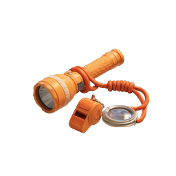 Orange Flashlight Survival Kit with Compass and Whistle