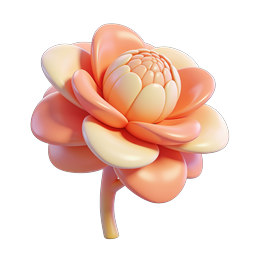 Orange 3D Flower Icon - Glossy Bloom Illustration
