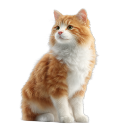 Fluffy Orange Cat Sitting Icon - Realistic Pet Illustration