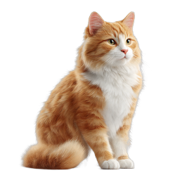 Fluffy Orange and White Cat Illustration | Realistic Pet Icon