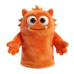 Cute Orange Fluffy Monster Character Icon | Plush Mascot