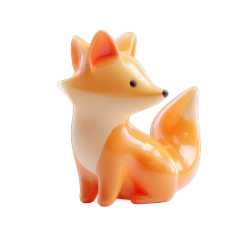 Adorable Clay-Style Orange Fox 3D Icon