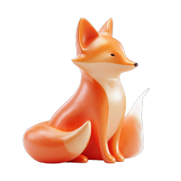 3D Orange Fox Figurine Icon - Wildlife Animal Character