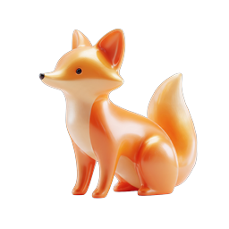 Cute Orange Fox 3D Icon - Wildlife Animal Illustration