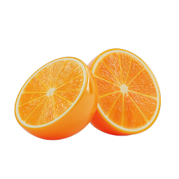 Fresh Orange Fruit Halves 3D Icon | Citrus & Healthy Food