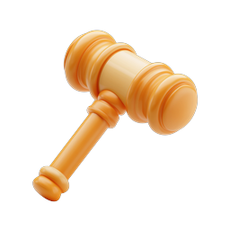 Orange 3D Gavel Icon | Legal & Court Symbol
