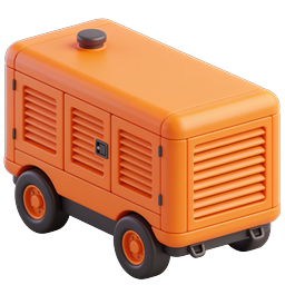 Orange Portable Generator 3D Icon - Industrial Power Equipment