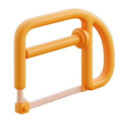 Orange 3D Hacksaw Tool Icon - Clay Style