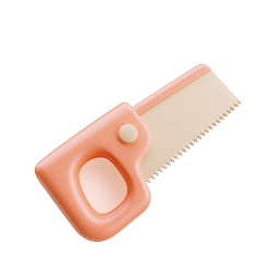 Orange Handle Saw Icon - 3D Clay Style Tool Illustration