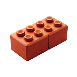 Orange LEGO-Style Building Block Icon - 3D Rendered