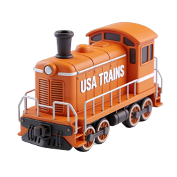 Orange Toy Locomotive Train Icon - 3D Clay Style