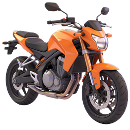 Orange 3D Motorcycle Icon - Sport Bike Vehicle