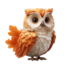 Orange Owl 3D Icon - Detailed Wildlife Character Design