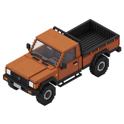 Orange Pickup Truck Voxel Pixel Art Icon