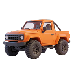 Orange Off-Road Pickup Truck 3D Icon