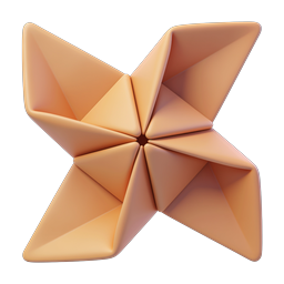 Icono 3D de pajarita de molinillo naranja | Diseño estilo arcilla