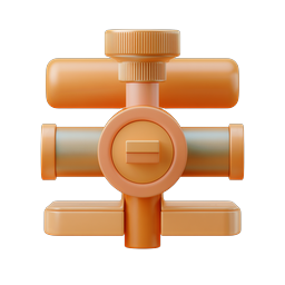 Orange Clay-Style Pipe Valve Plumbing Icon | 3D Industrial