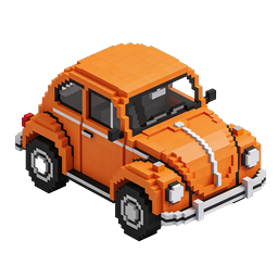 Orange Pixel Art Car - Voxel Style Vehicle Icon