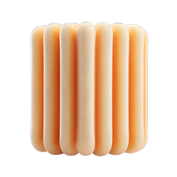 Orange Ridged 3D Cylinder Icon - Glossy Textured Design