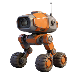 オレンジ色のカメラロボットアイコン - 3D テックフォトグラフィーボット