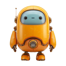 Friendly Orange Robot Character Icon - 3D AI Mascot