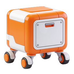 Orange Robotic Cube Delivery Device 3D Icon