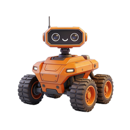 Friendly Orange Robot 3D Icon - AI & Tech Design
