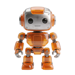 Orange Robot Toy Icon - 3D Transparent AI Character