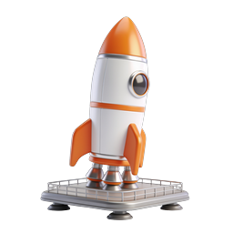 3D Orange Rocket Icon for Space and Startup Themes